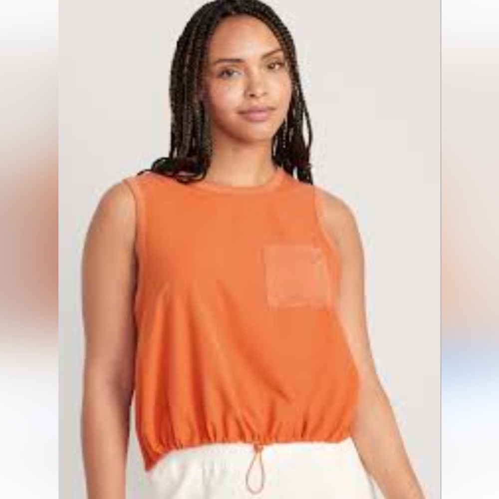 StretchTech Cinched-Hem Crop Top | Old Navy color: orange Sz: XS